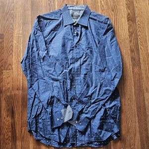 Mens Navy Embroidered Bugatchi Shaped Fit XXL shirt